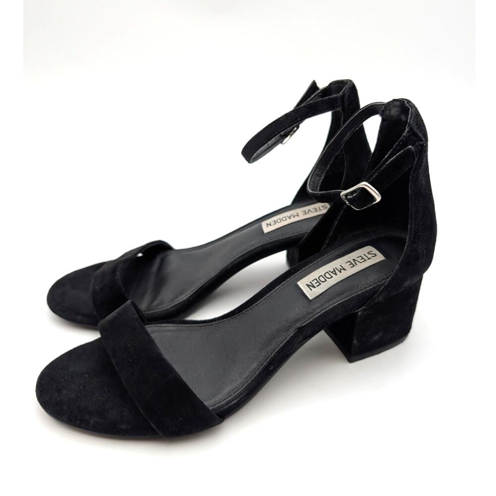 Steve Madden Irenee Heel Sandals Ankle Strap Women's Black Size US6M EU36.5